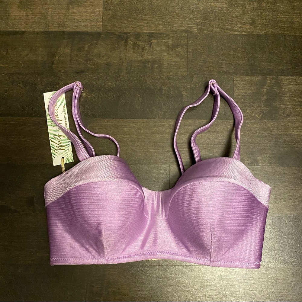 Lilac Purple Bandeau Bikini Top, Removable Straps